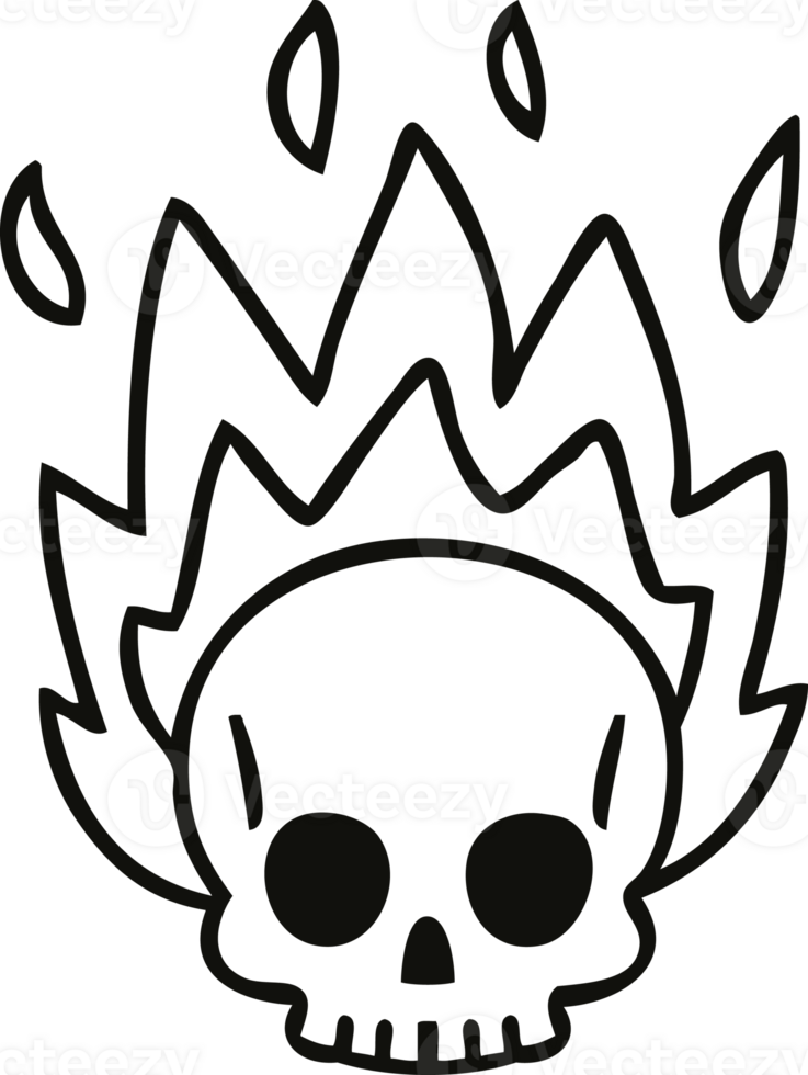 quirky line drawing cartoon skull png