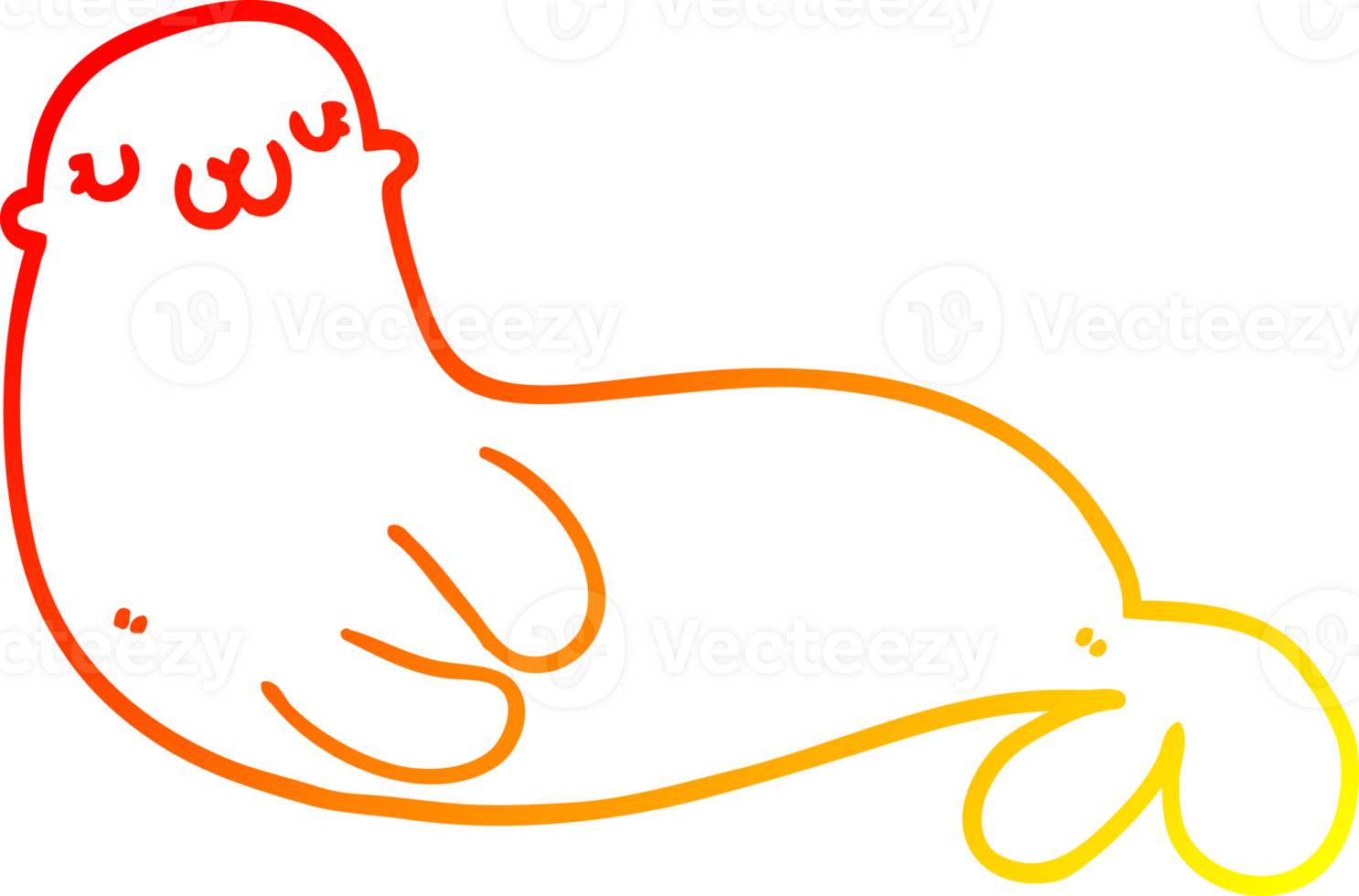 warm gradient line drawing cute cartoon seal png