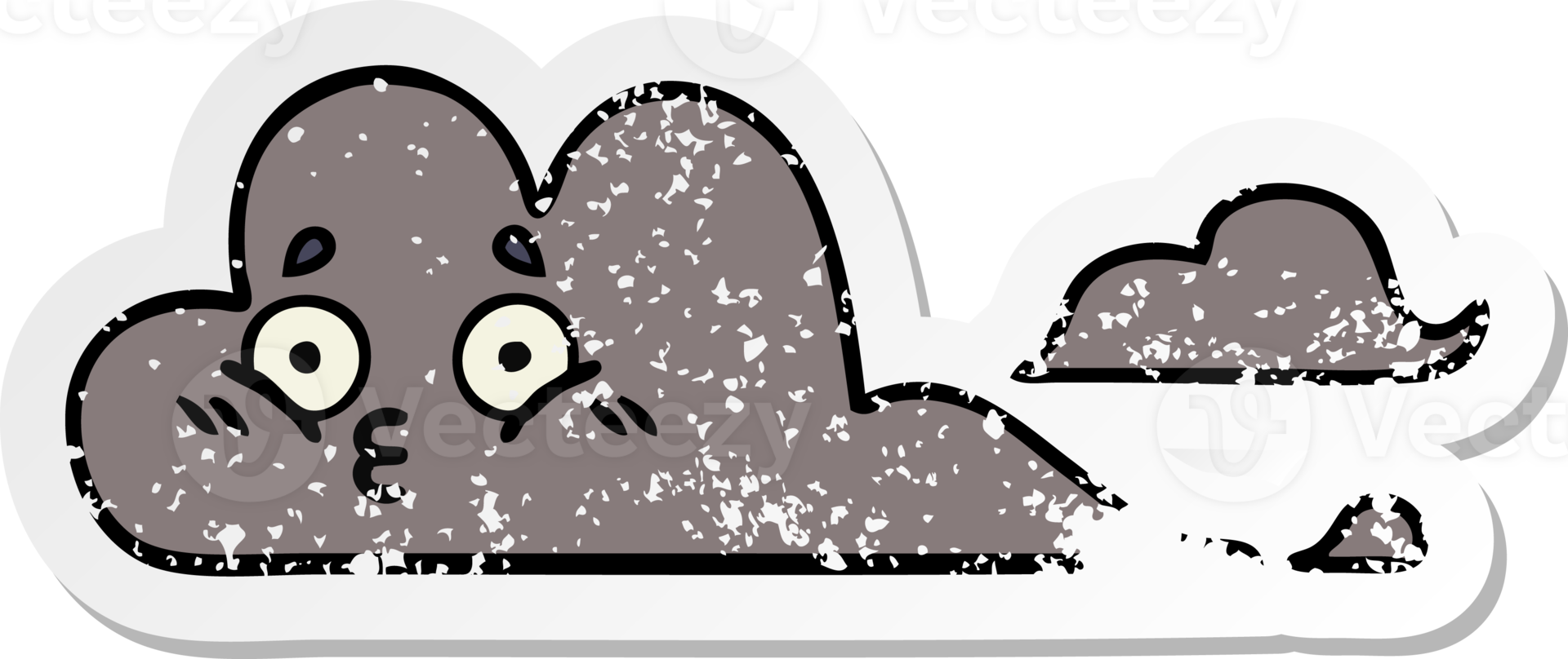 distressed sticker of a cute cartoon storm cloud png