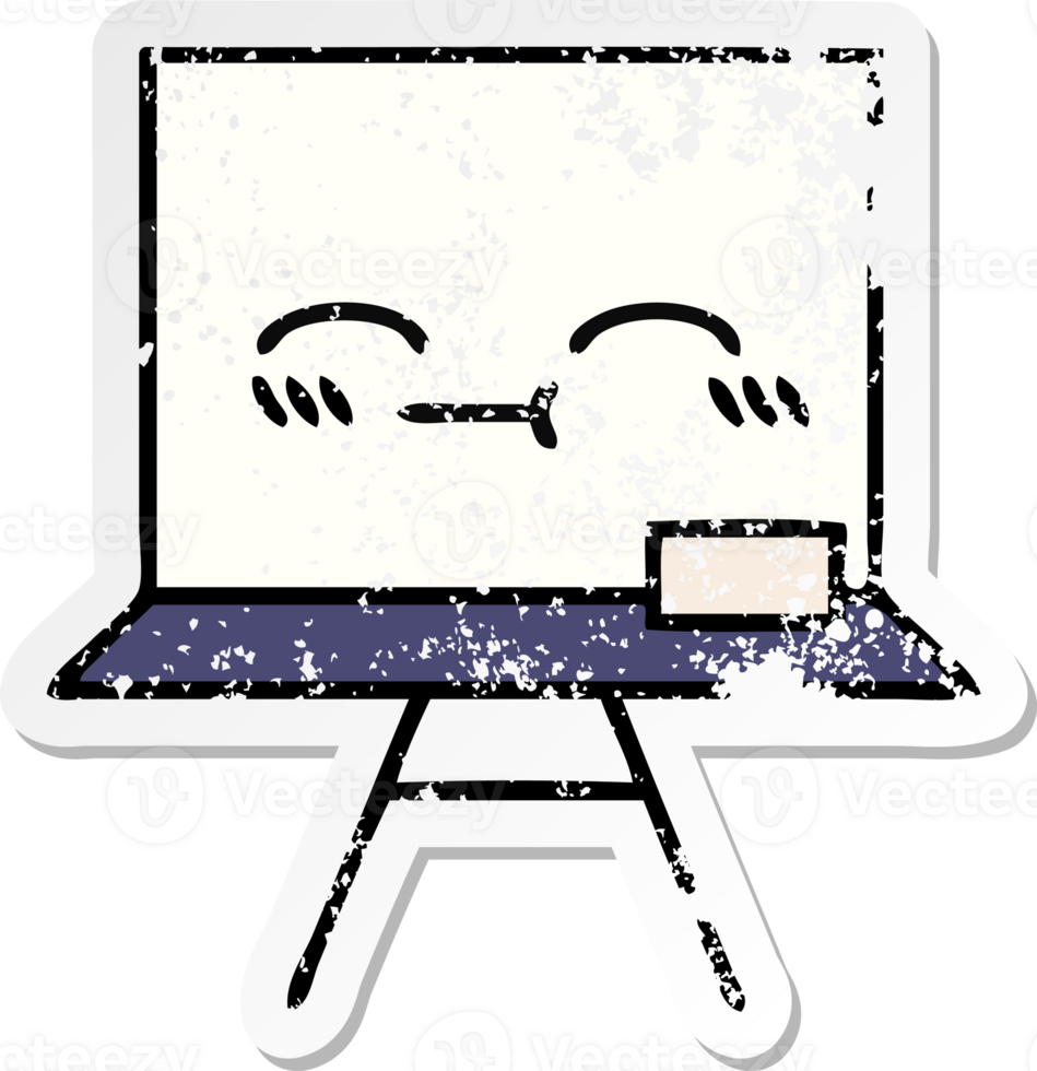 distressed sticker of a cute cartoon white board png