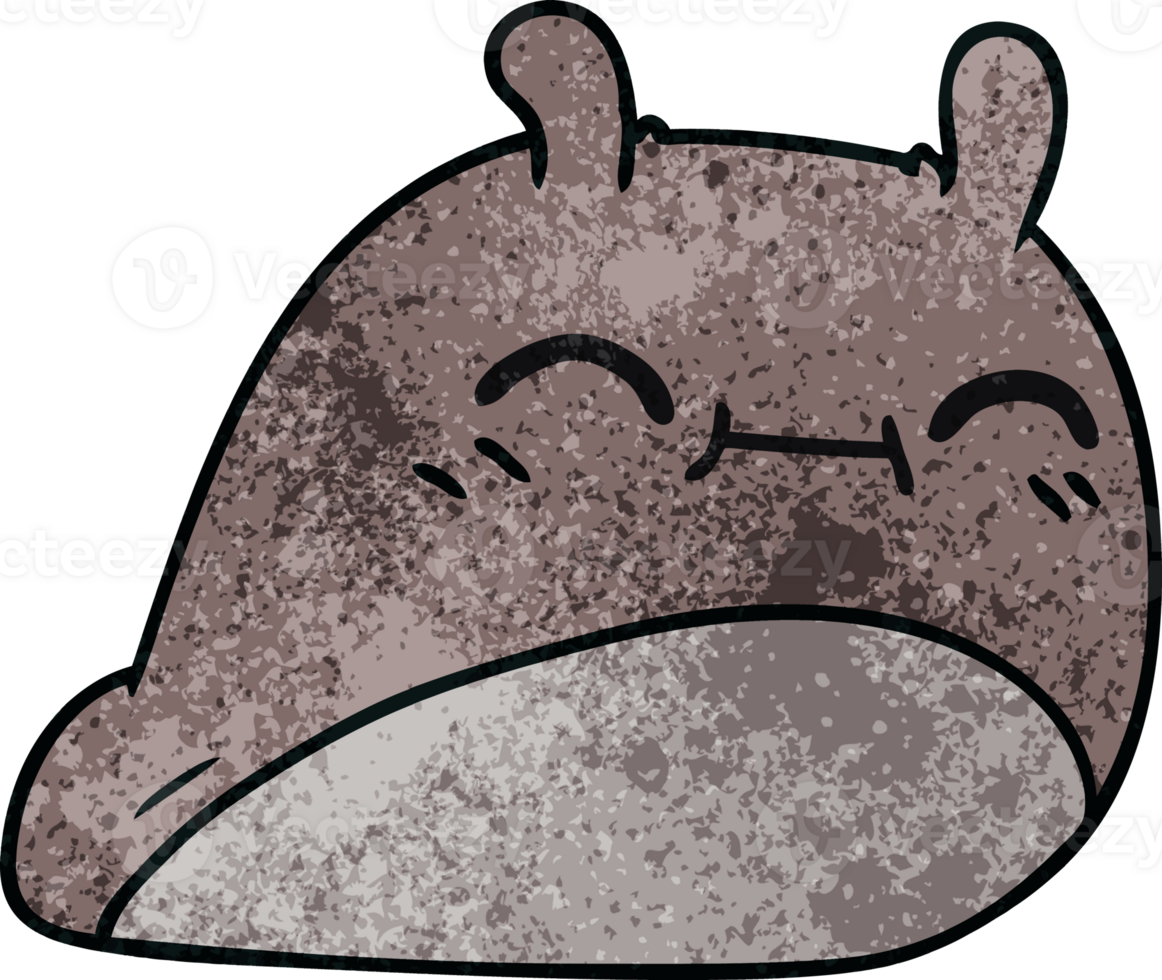 textured cartoon of a happy kawaii slug png