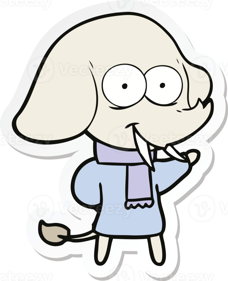 sticker of a happy cartoon elephant png