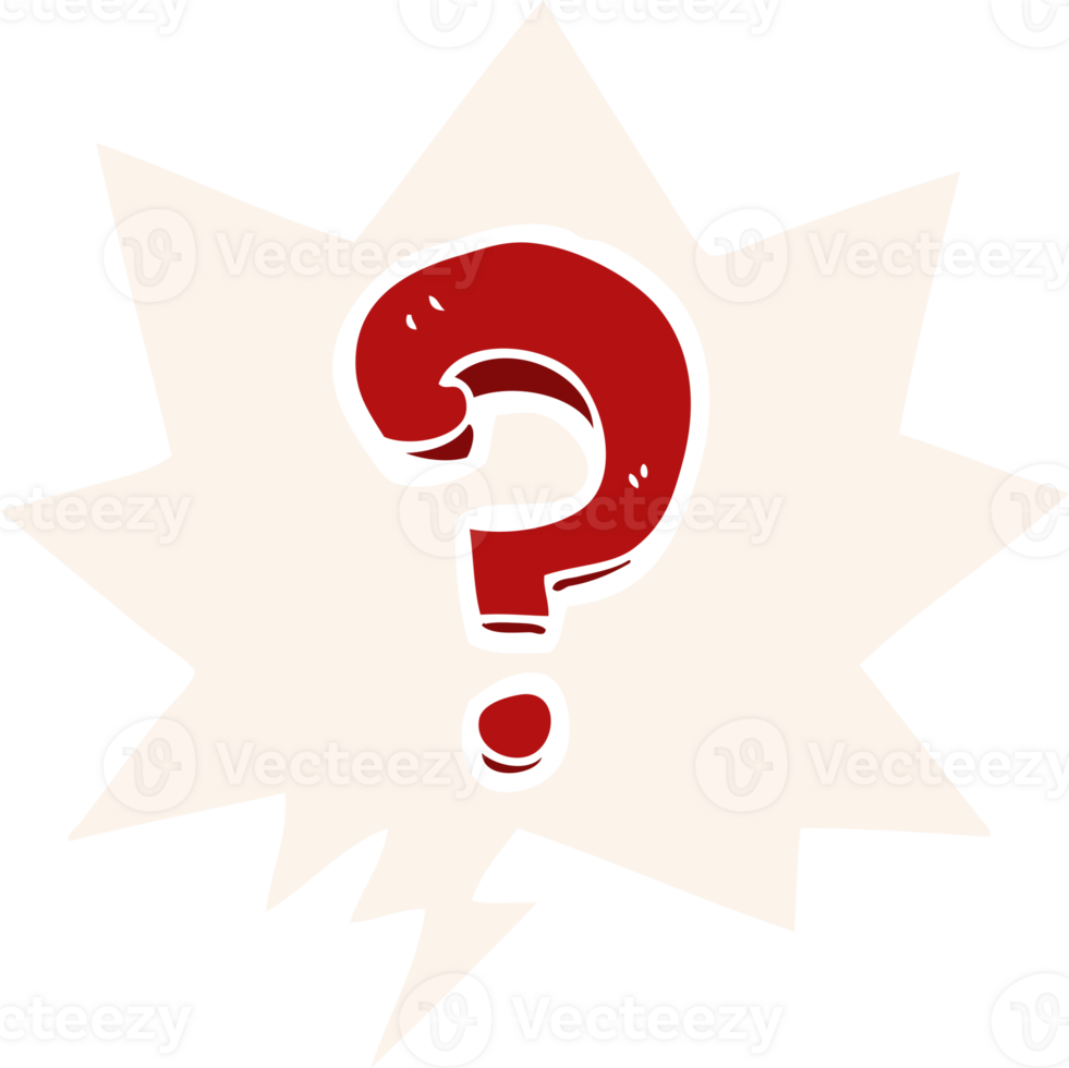 cartoon question mark and speech bubble in retro style png