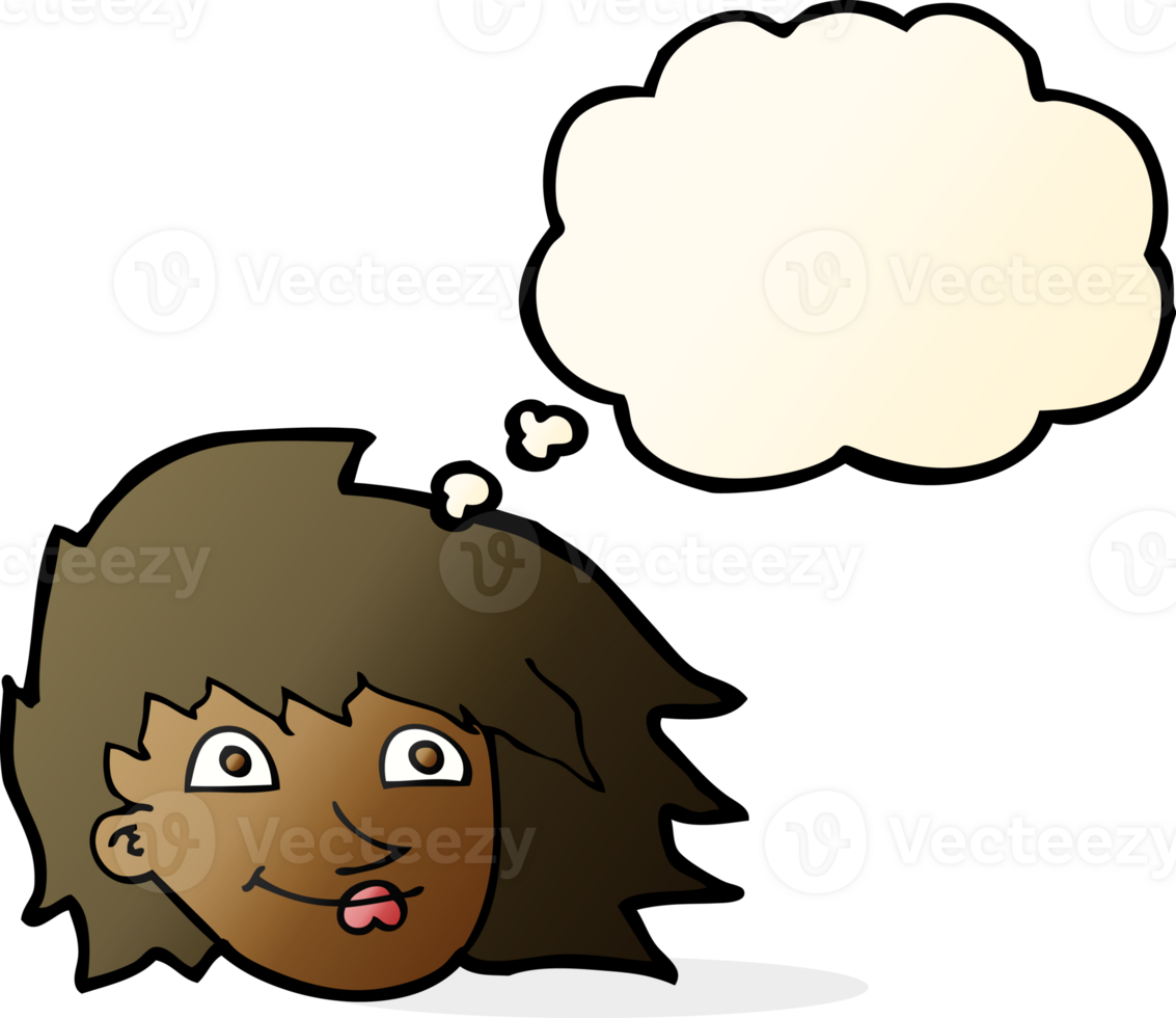 cartoon female face with thought bubble png