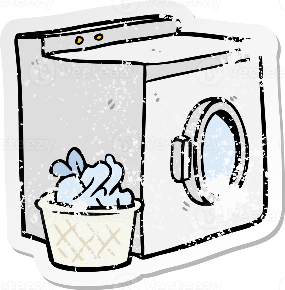 distressed sticker of a cartoon washing machine png