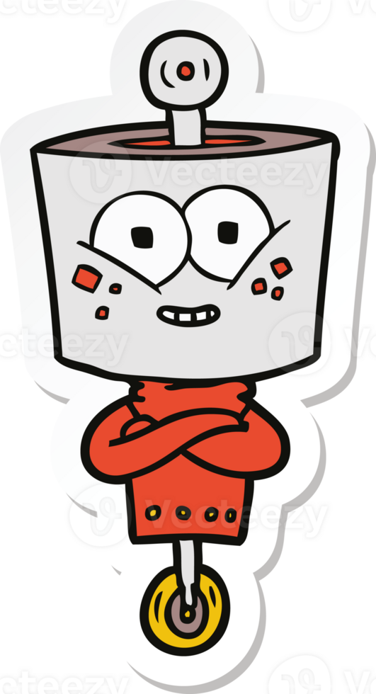 sticker of a happy cartoon robot png