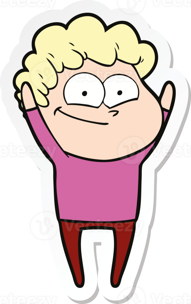 sticker of a cartoon happy man png