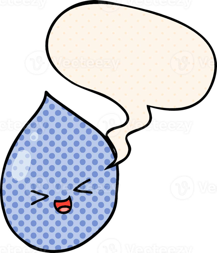 Cartoon-Regentropfen und Sprechblase im Comic-Stil png