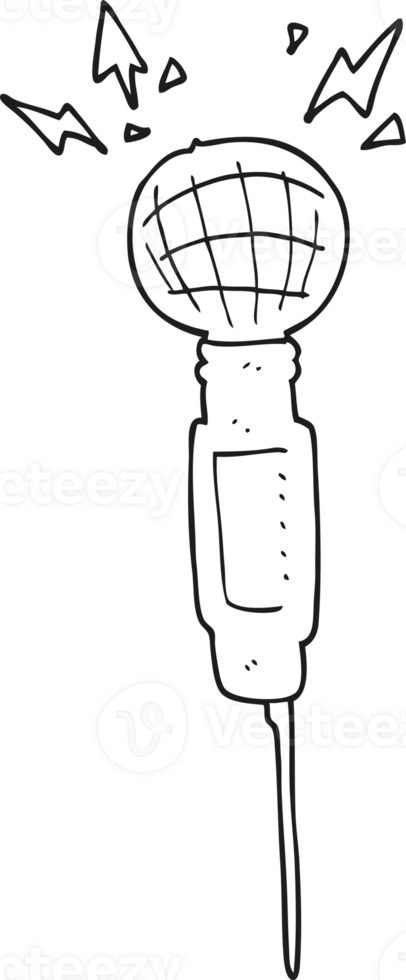 black and white cartoon microphone png