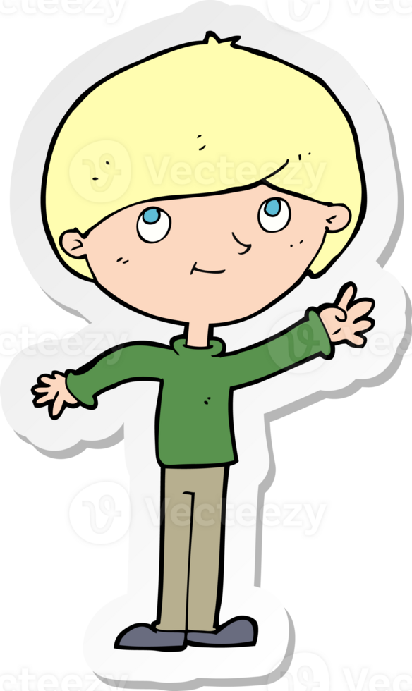 sticker of a cartoon happy boy png