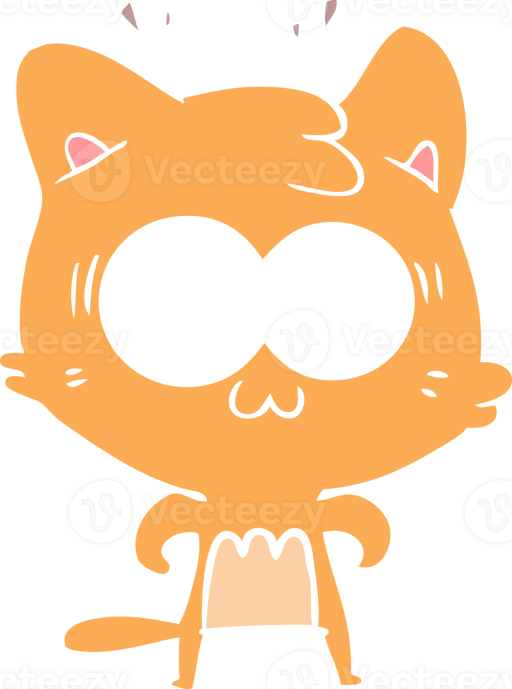 flat color style cartoon surprised cat png