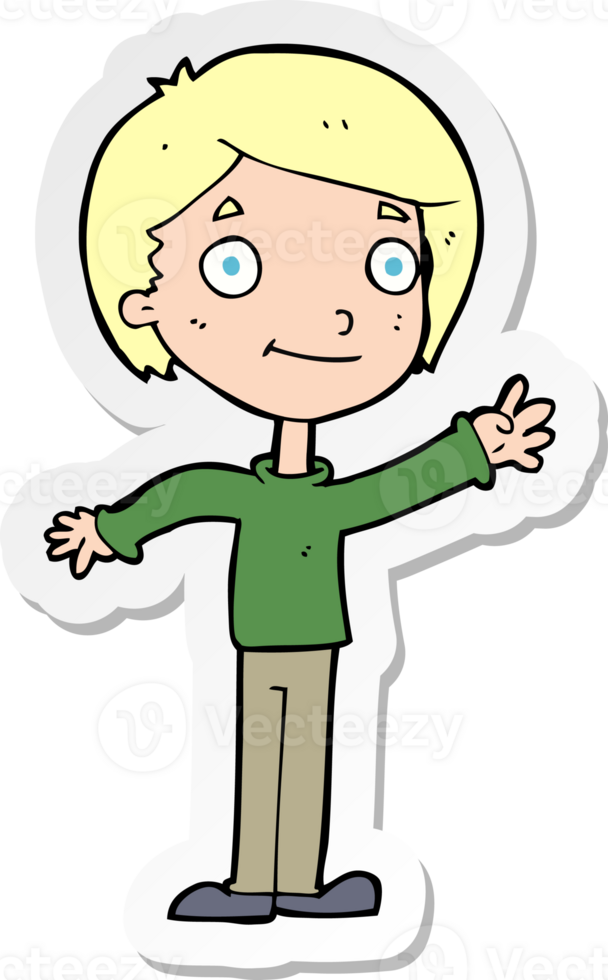 sticker of a cartoon happy boy png