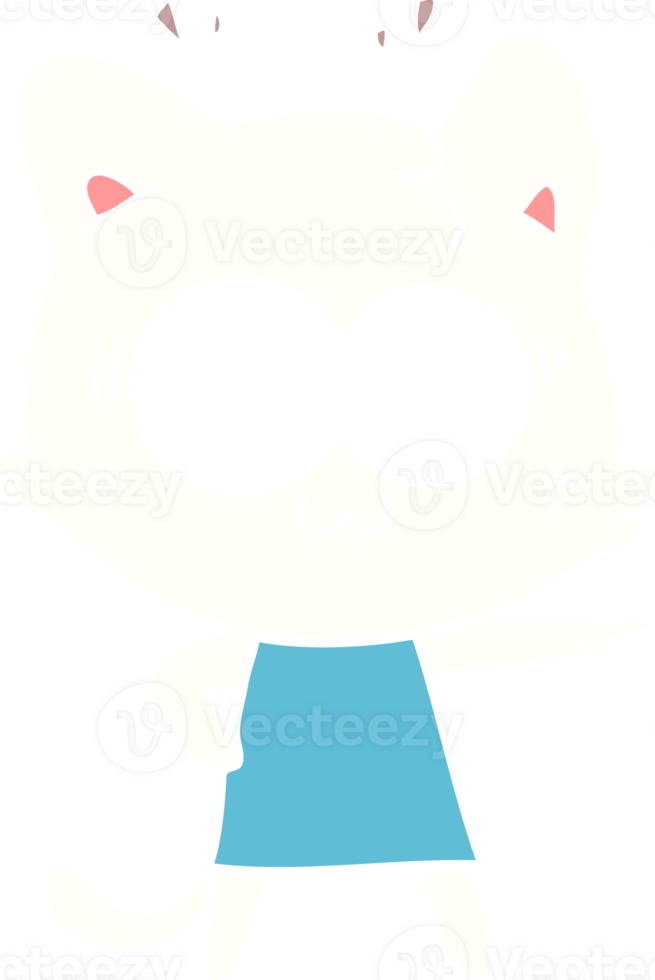 flat color style cartoon surprised cat png