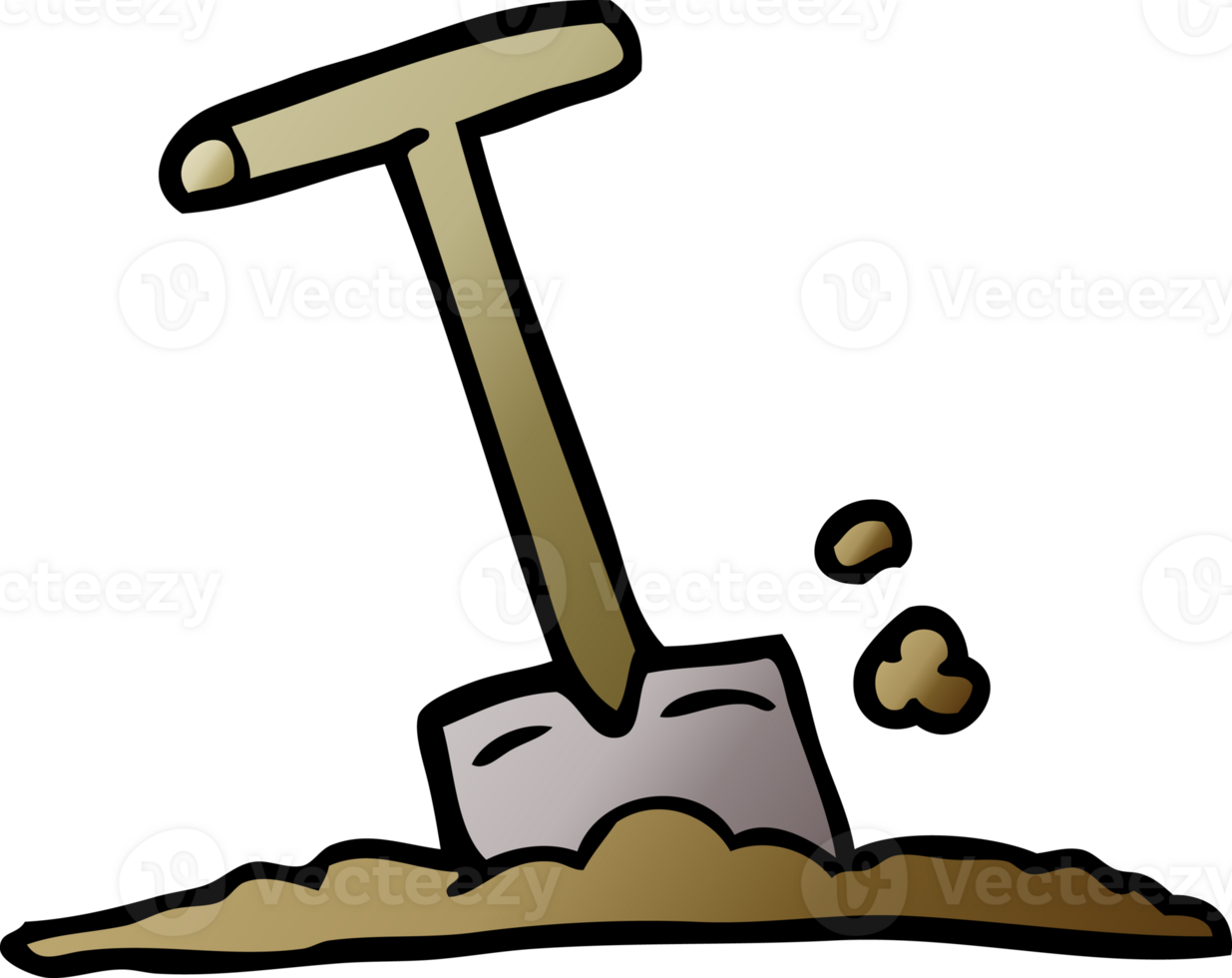 cartoon doodle shovel in dirt png