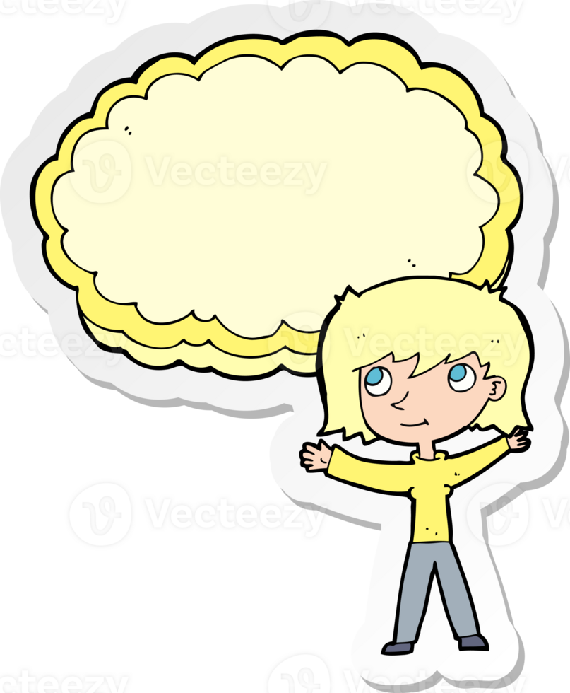 sticker of a cartoon woman with text cloud space png