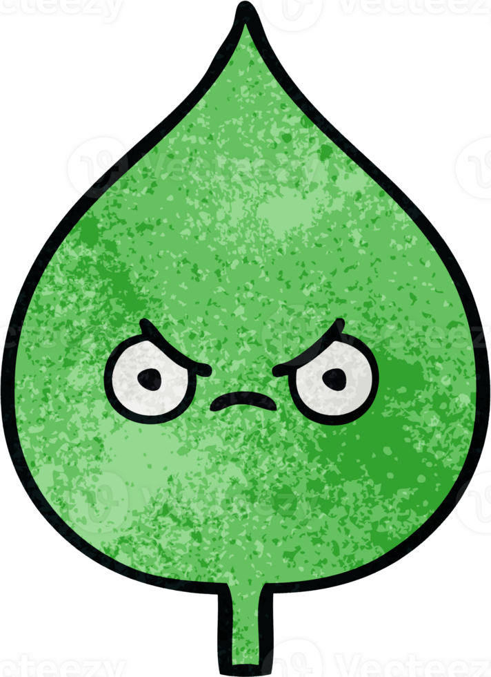 retro grunge texture cartoon expressional leaf png