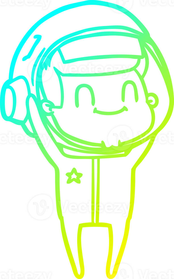 cold gradient line drawing happy cartoon astronaut png