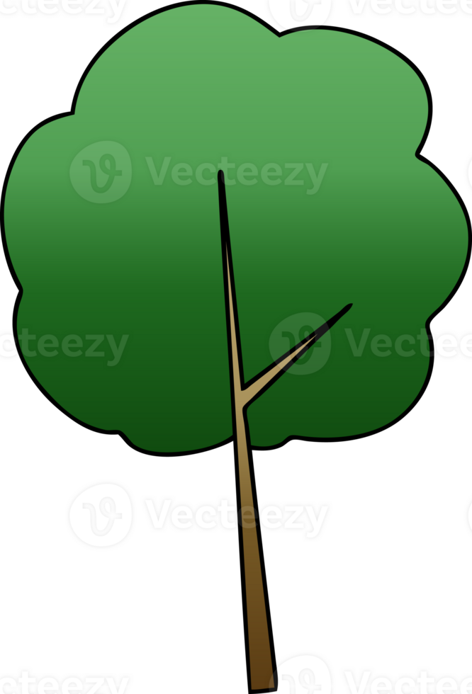 quirky gradient shaded cartoon tree png