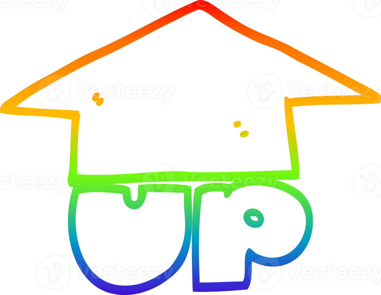 rainbow gradient line drawing cartoon up arrow png