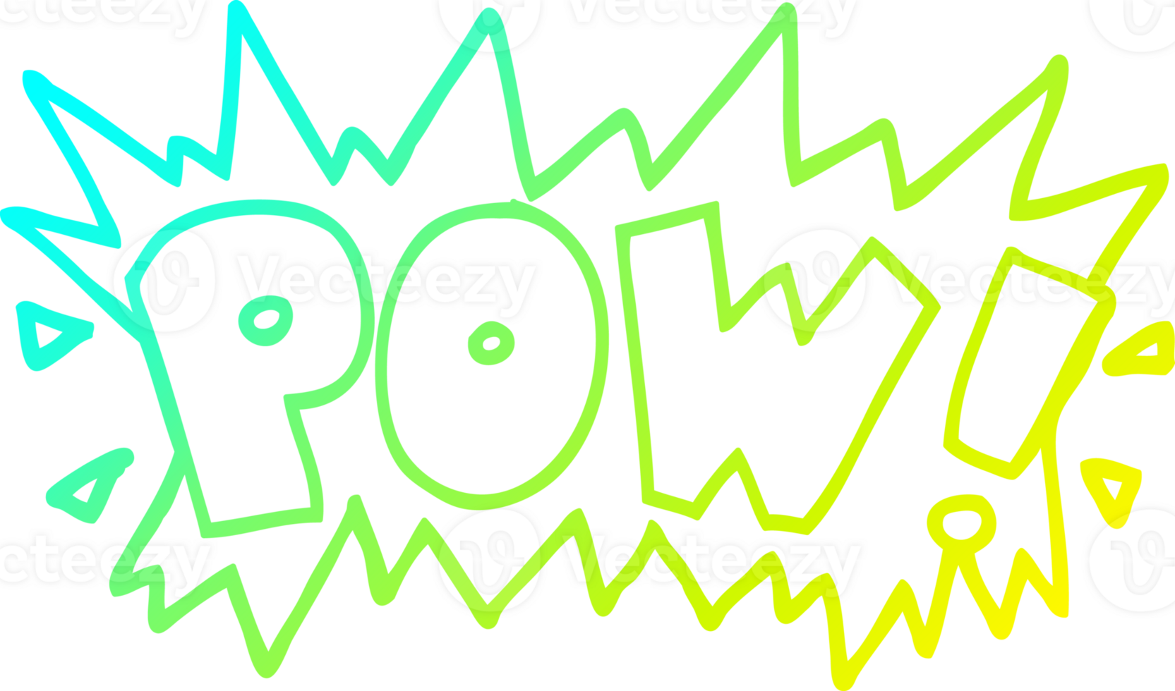 cold gradient line drawing cartoon word pow png