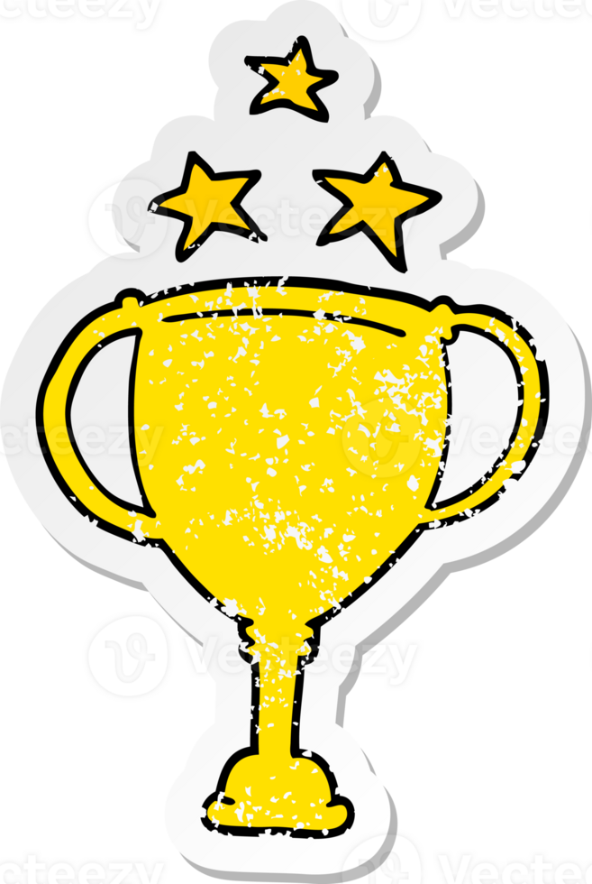 distressed sticker of a cartoon sports trophy png