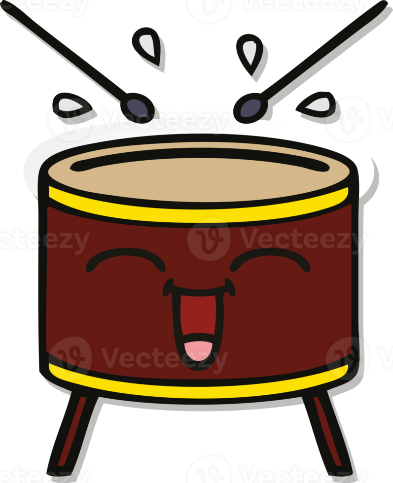 sticker of a cute cartoon drum png
