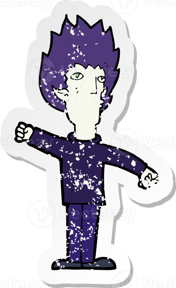 retro distressed sticker of a cartoon vampire man png