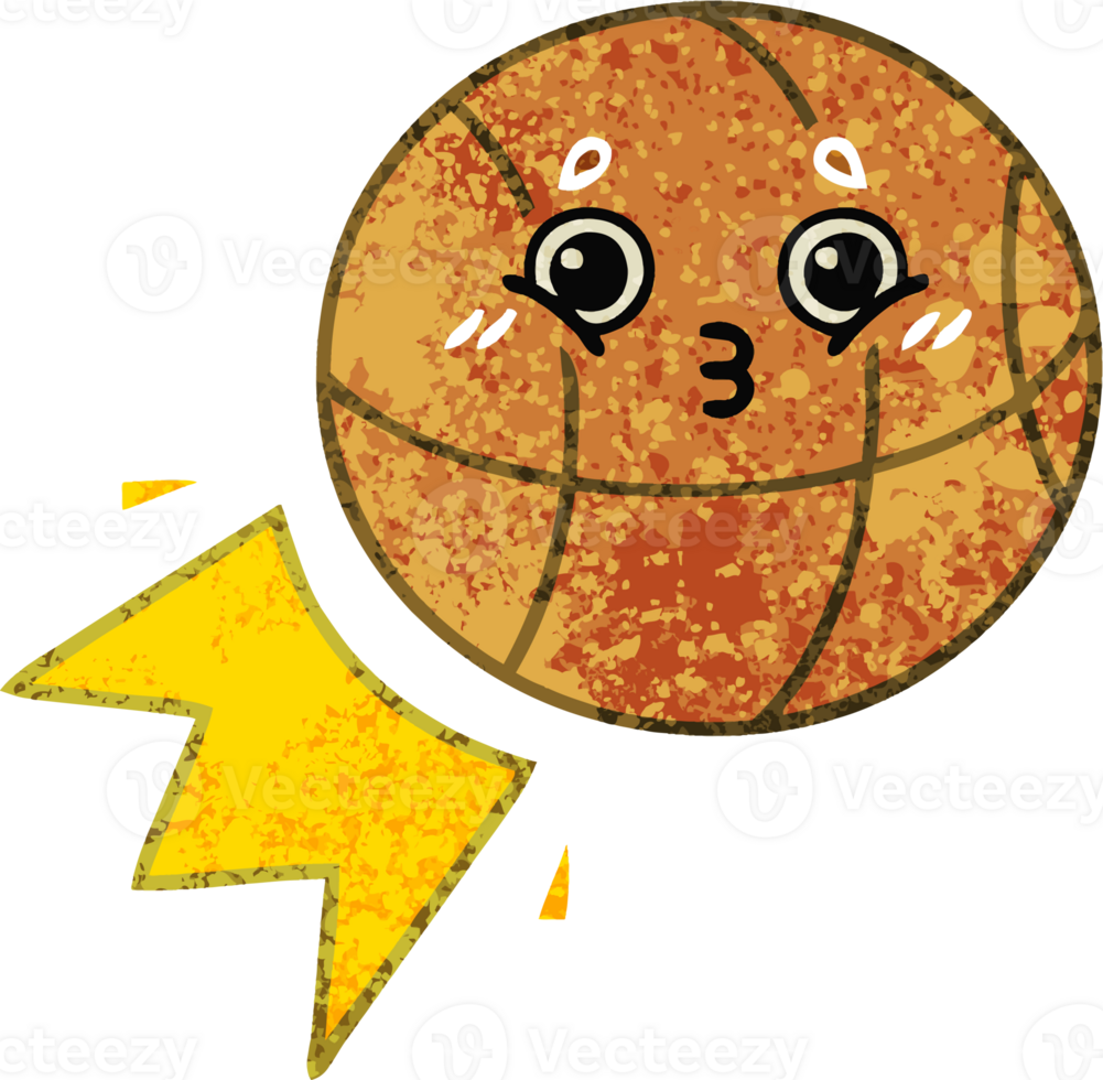 retro illustration style cartoon basketball png