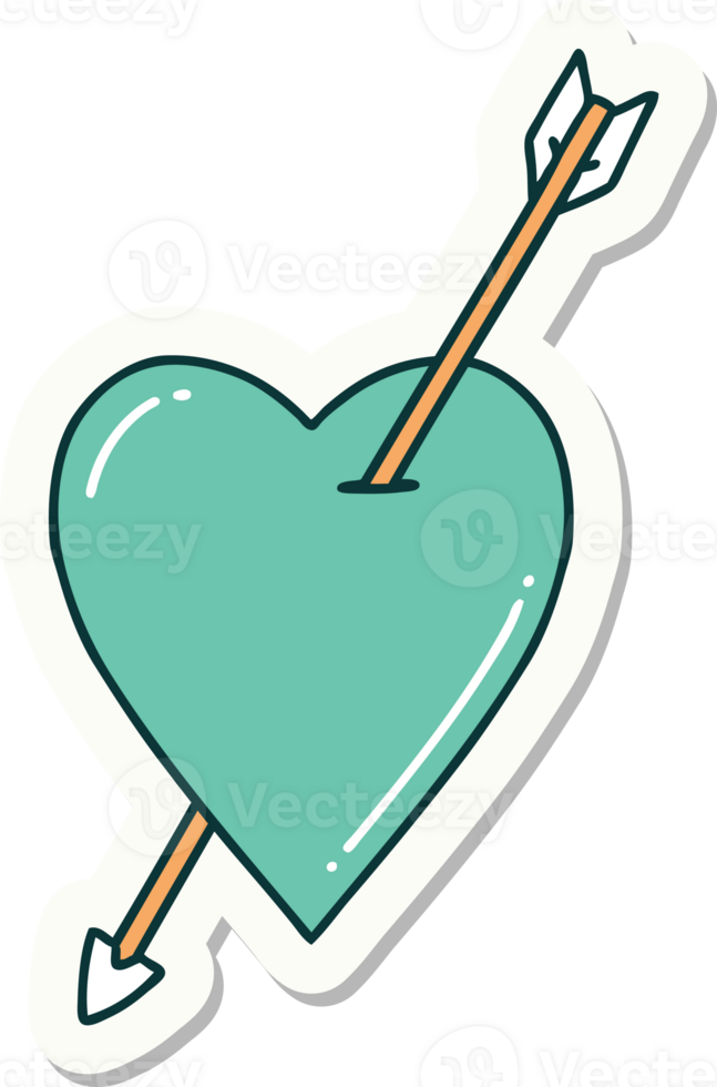 tattoo style sticker of an arrow and heart png