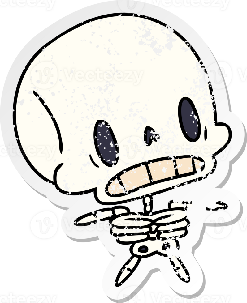 distressed sticker cartoon kawaii cute dead skeleton png