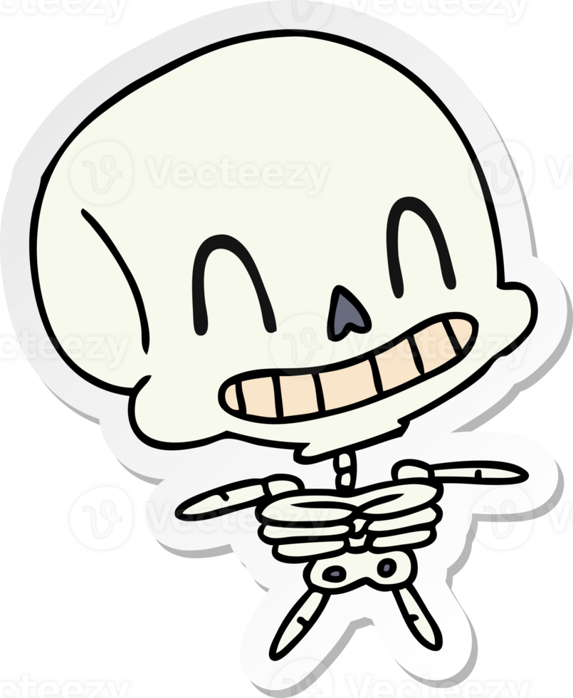 sticker cartoon of spooky kawaii skeleton png