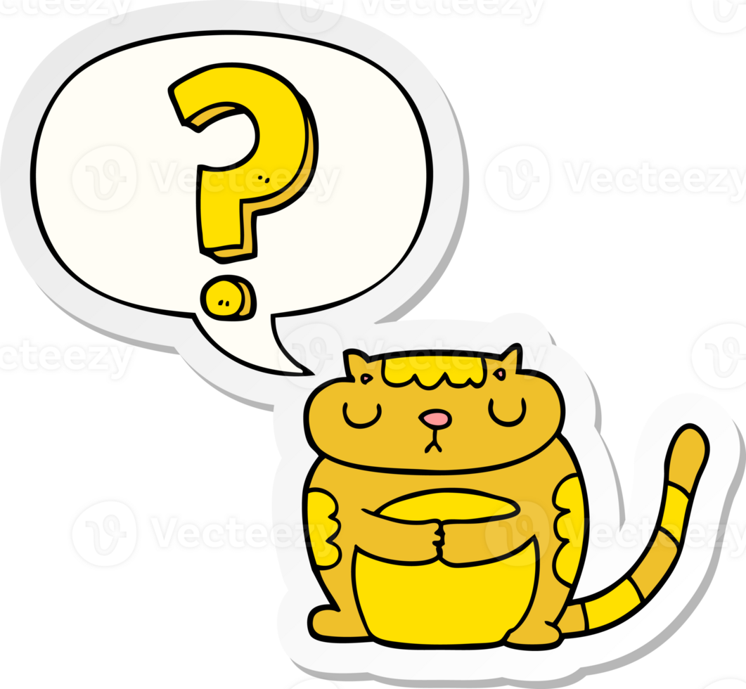 cartoon cat and question mark and speech bubble sticker png