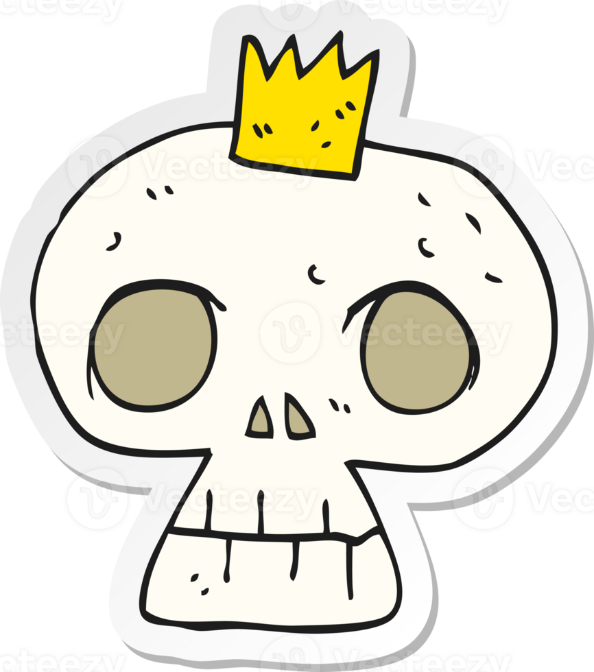 sticker of a cartoon skull with crown png