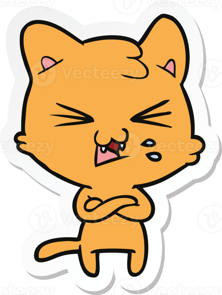 sticker of a cartoon hissing cat png