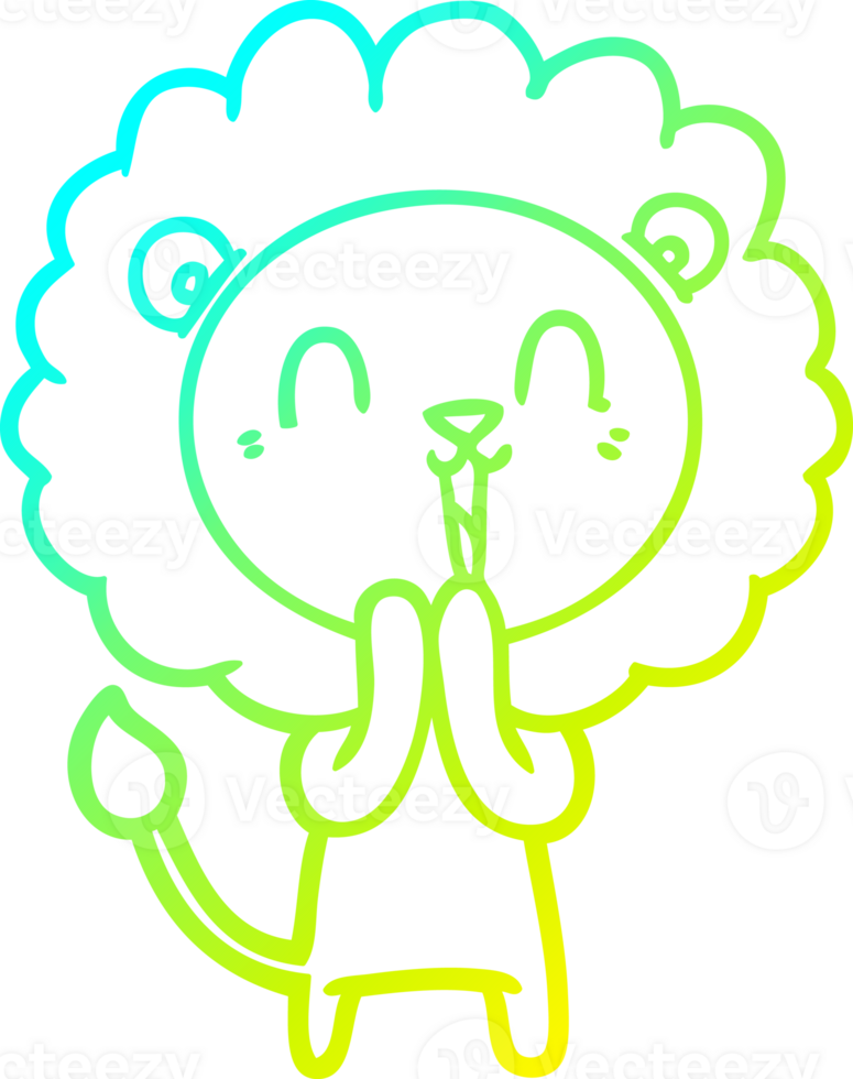 cold gradient line drawing laughing lion cartoon png