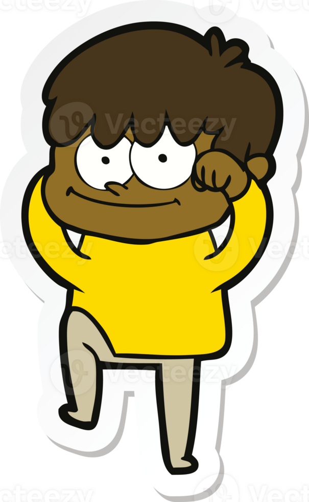 sticker of a happy cartoon man png