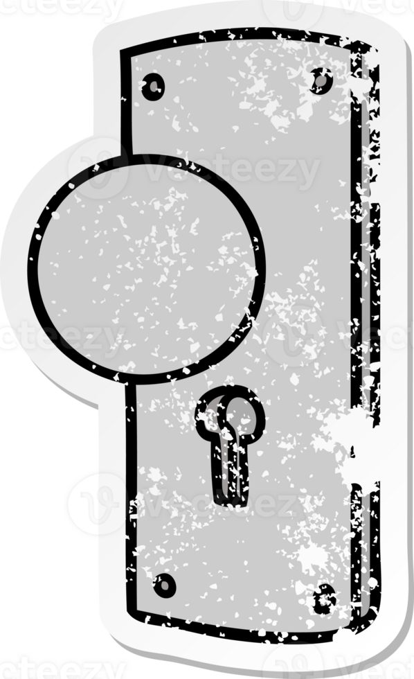distressed sticker cartoon doodle of a door handle png