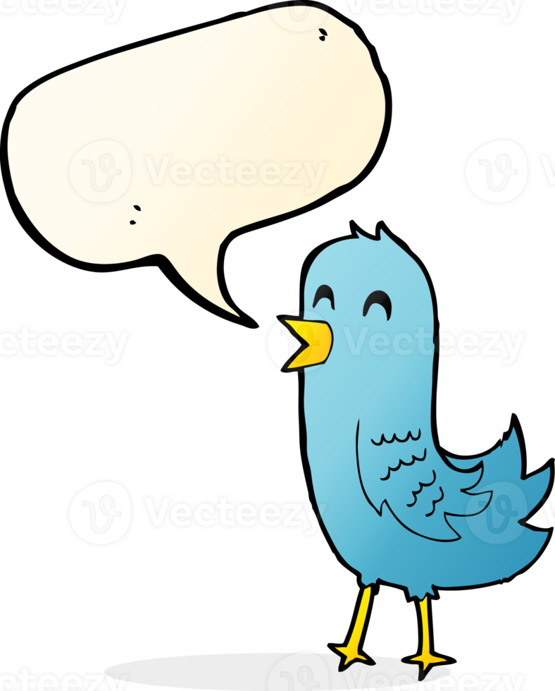 cartoon happy bird with speech bubble png