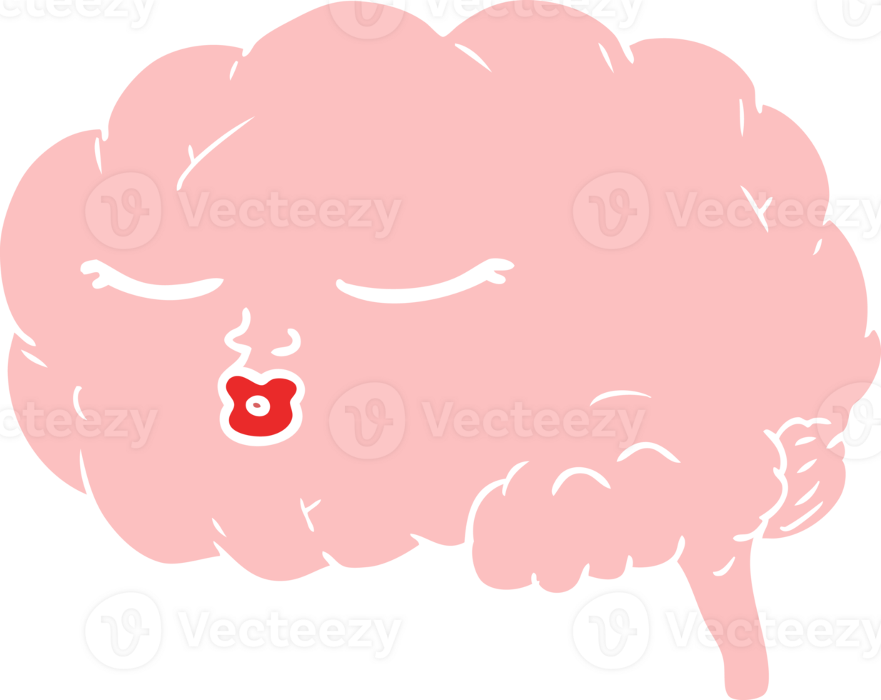 flat color style cartoon brain png