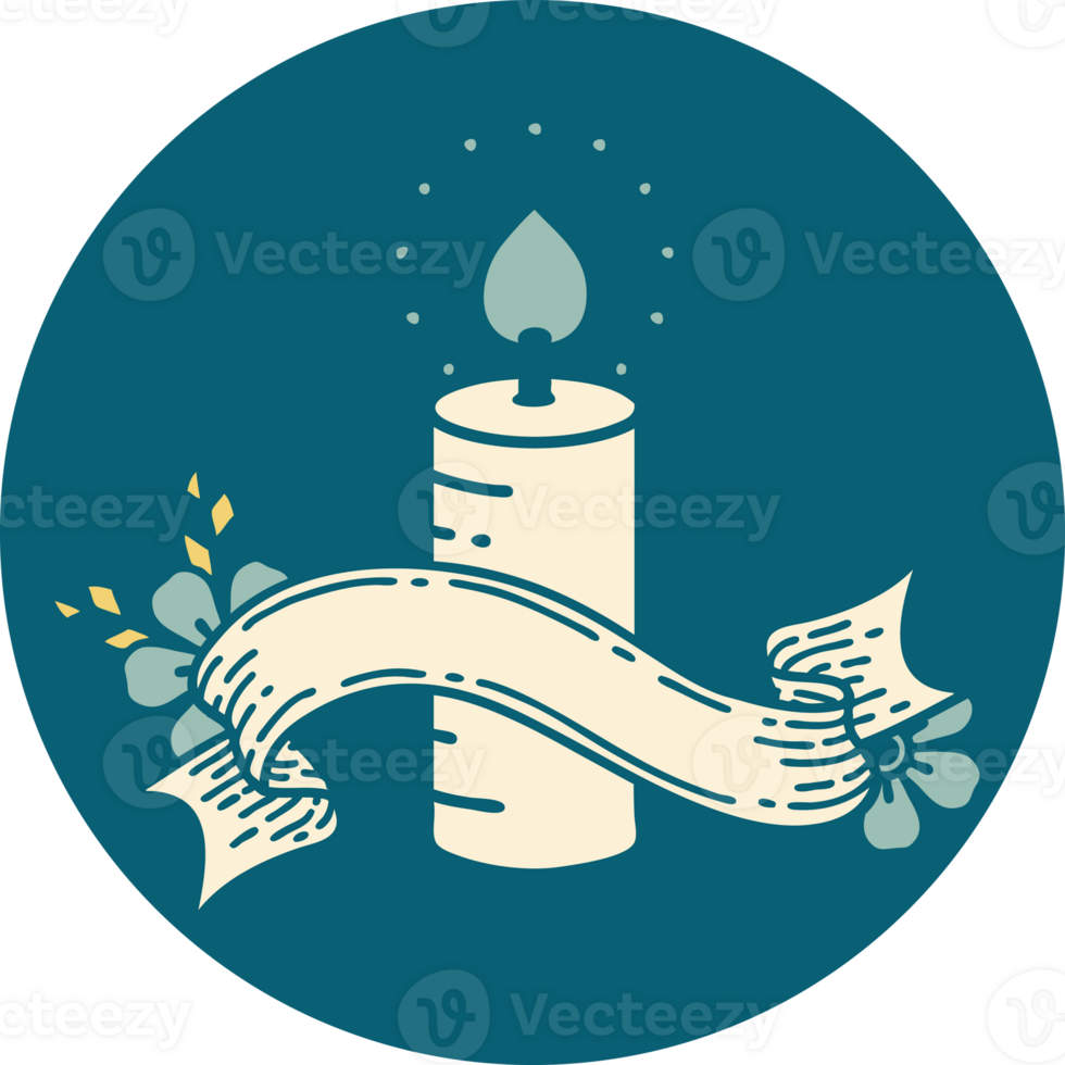 icon with banner of a candle png