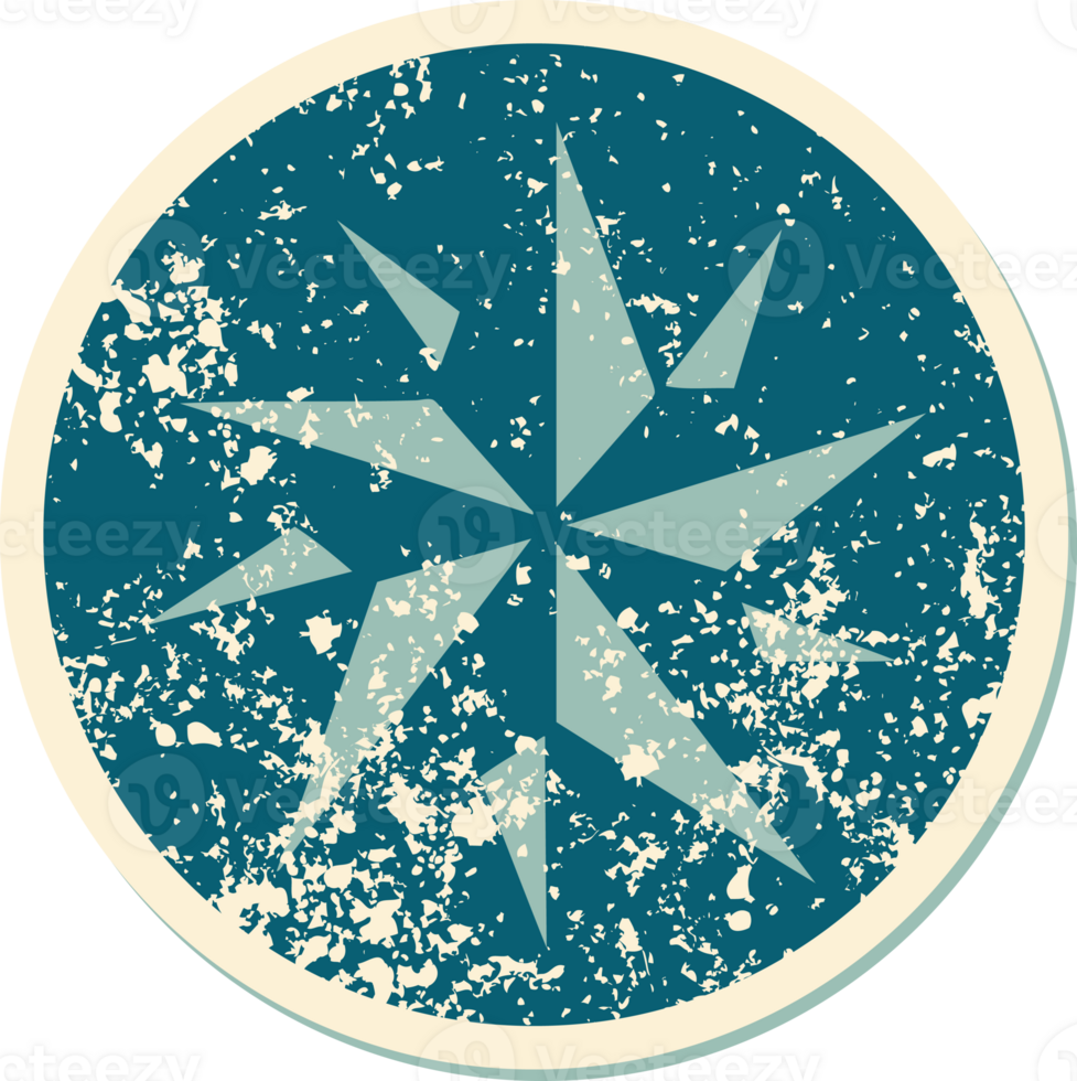 distressed sticker tattoo style icon of a star png