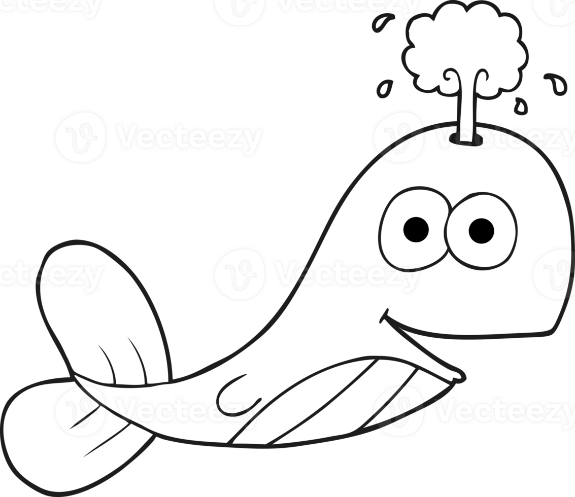 black and white cartoon whale png