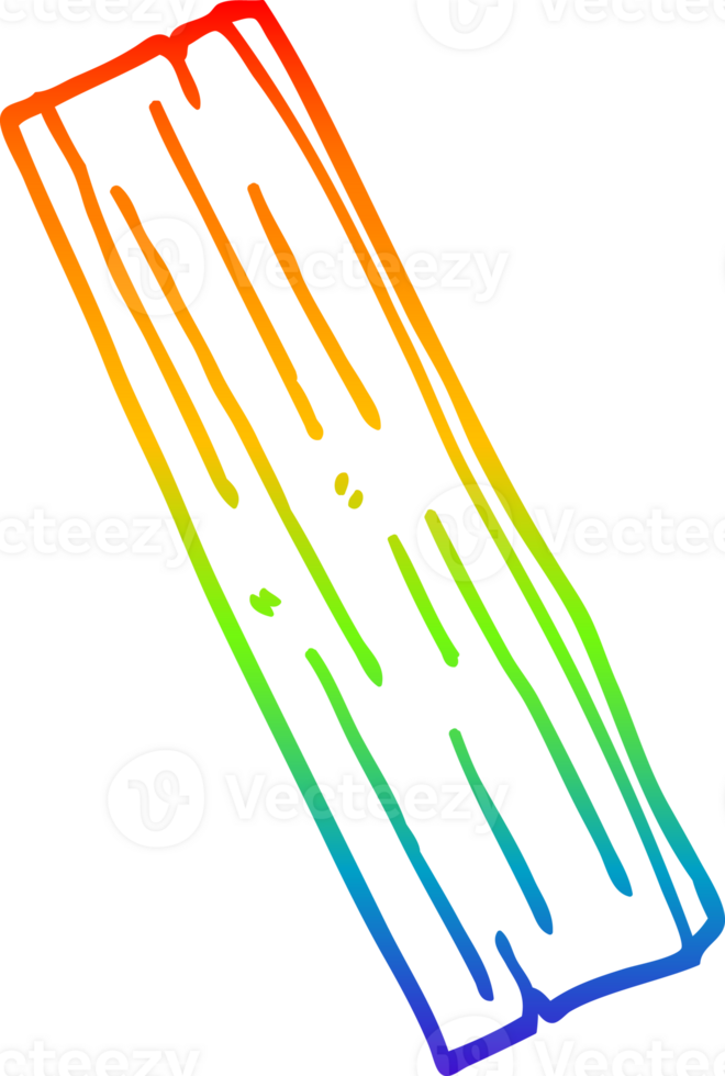 rainbow gradient line drawing cartoon plank of wood png
