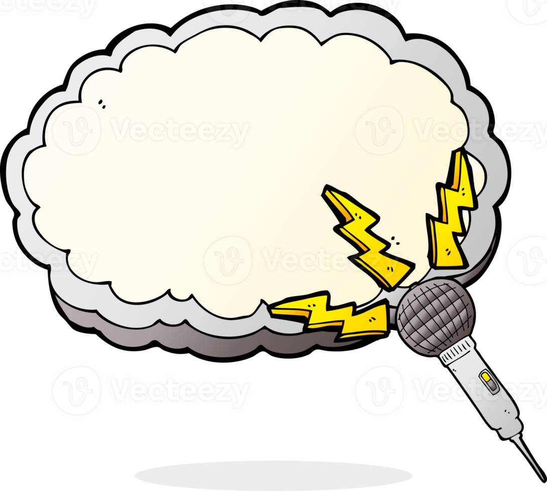 cartoon microphone and space for text cloud png