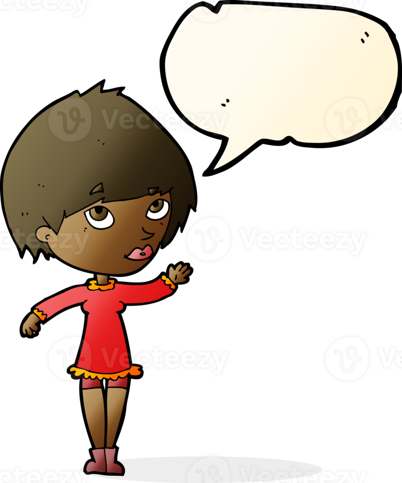 cartoon woman waving with speech bubble png