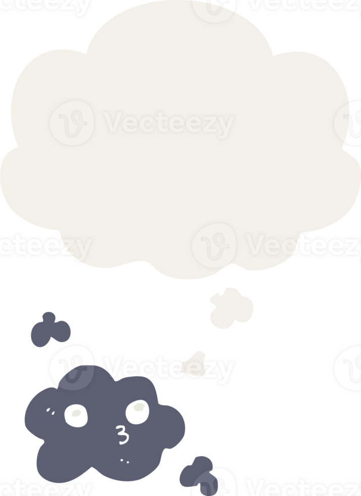 cute cartoon cloud and thought bubble in retro style png