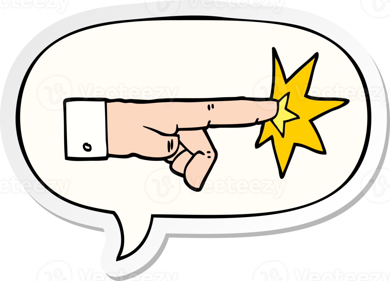 cartoon pointing hand and speech bubble sticker png