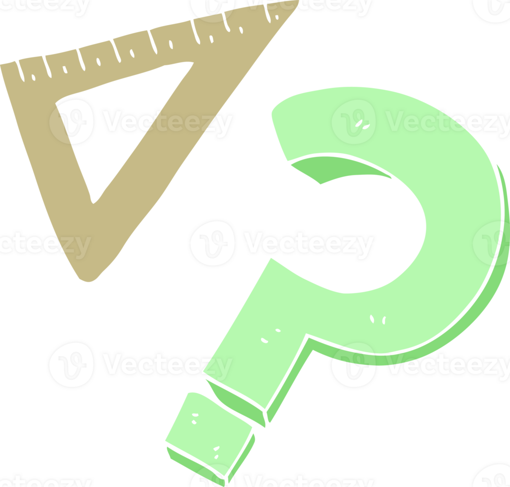 flat color illustration of a cartoon set square png