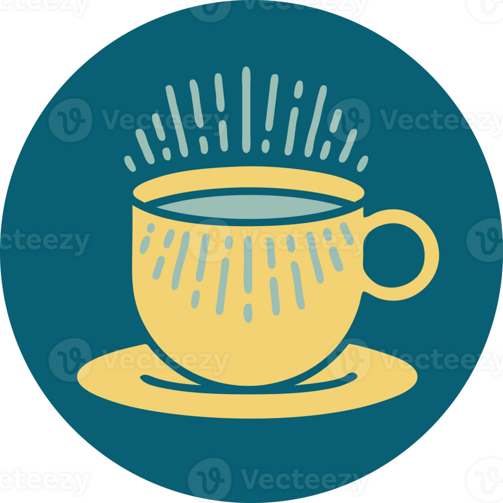 tattoo style icon of cup of coffee png