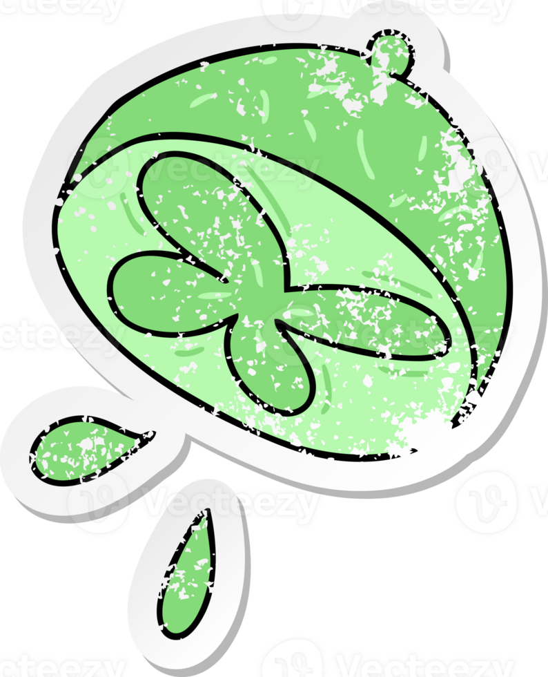 distressed sticker of a quirky hand drawn cartoon lime png